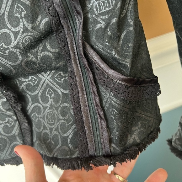 ANGELO MARANI Women’s Unique Blazer Size 42 Patterned Fringe Lace Whimsigoth - Picture 5 of 8